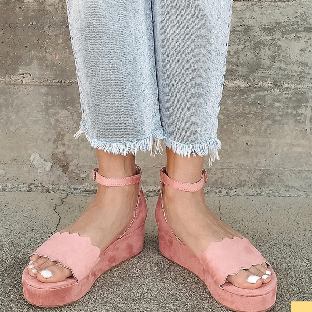 LULUS ELAYNA Dusty Rose Suede Ankle Strap Sandals Summer Shoes